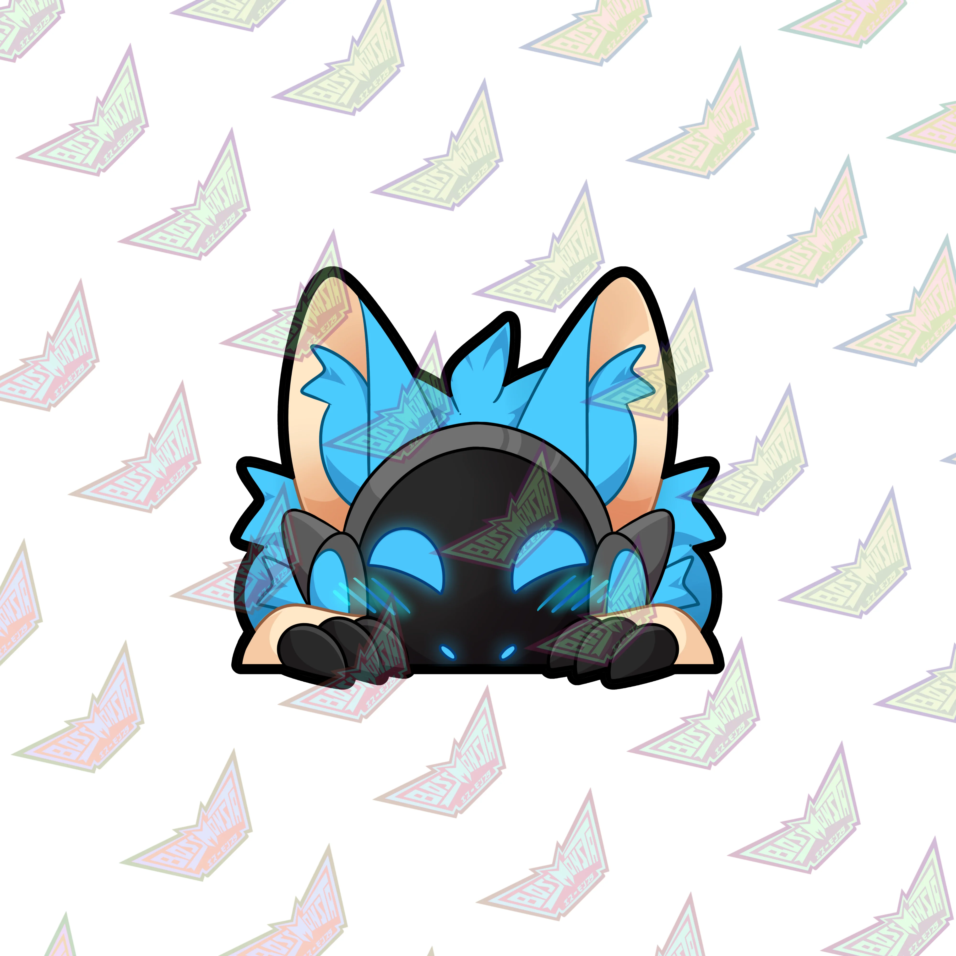 Protogen "Peeky" – 3" Glossy Sticker - Image 3